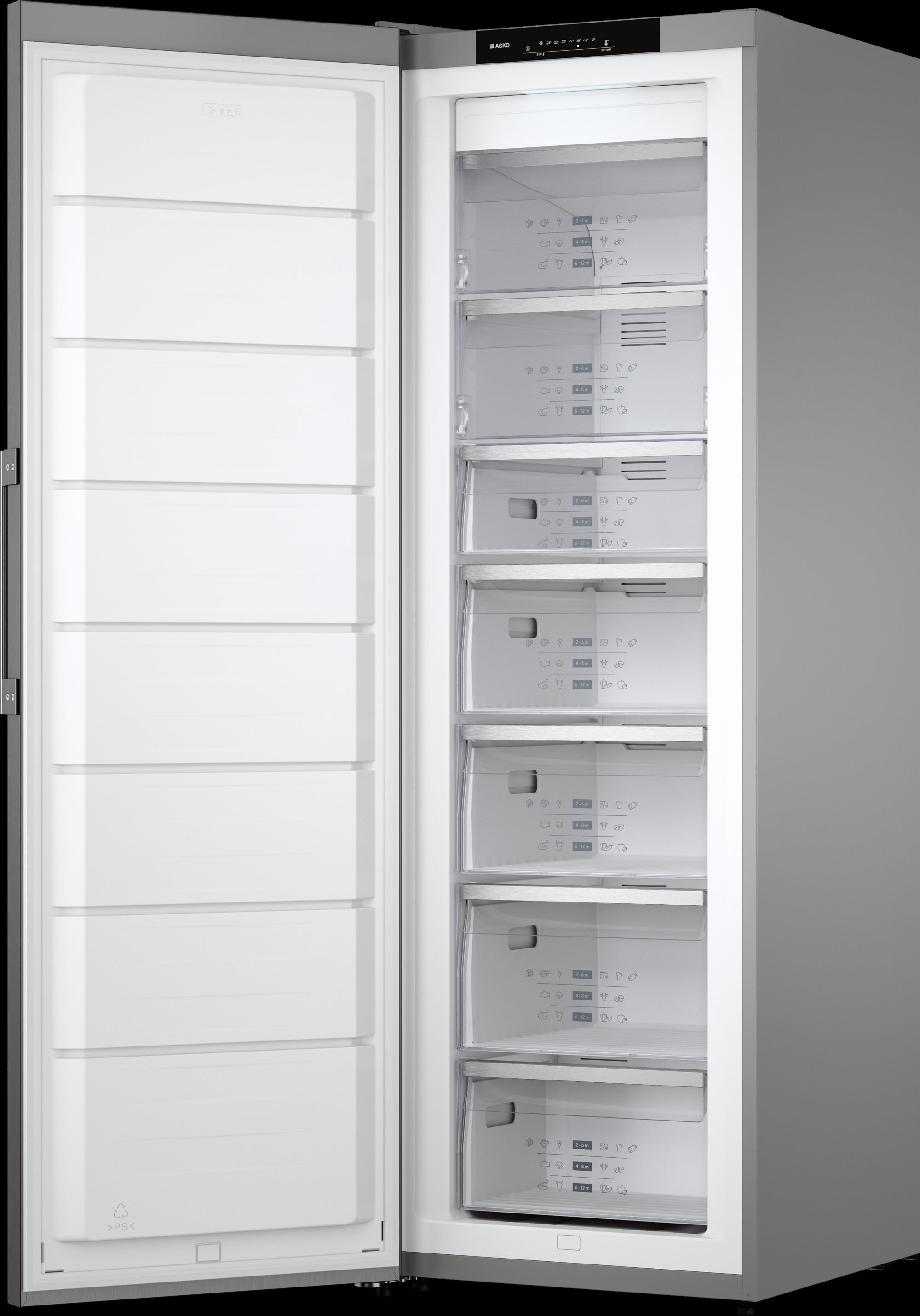 Arca Congeladora Vertical Asko FN23841S No Frost e de 185 cm - Inox Aço inoxidável-2