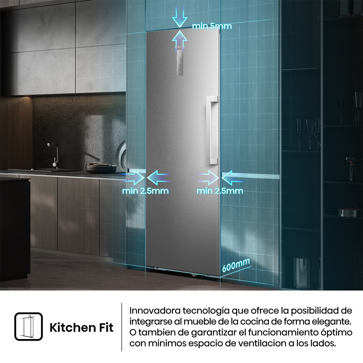 Congelador 1 puerta Hisense Kitchen Fit, Total No Frost - FT3K310SAIE1 - Inox Inox-6