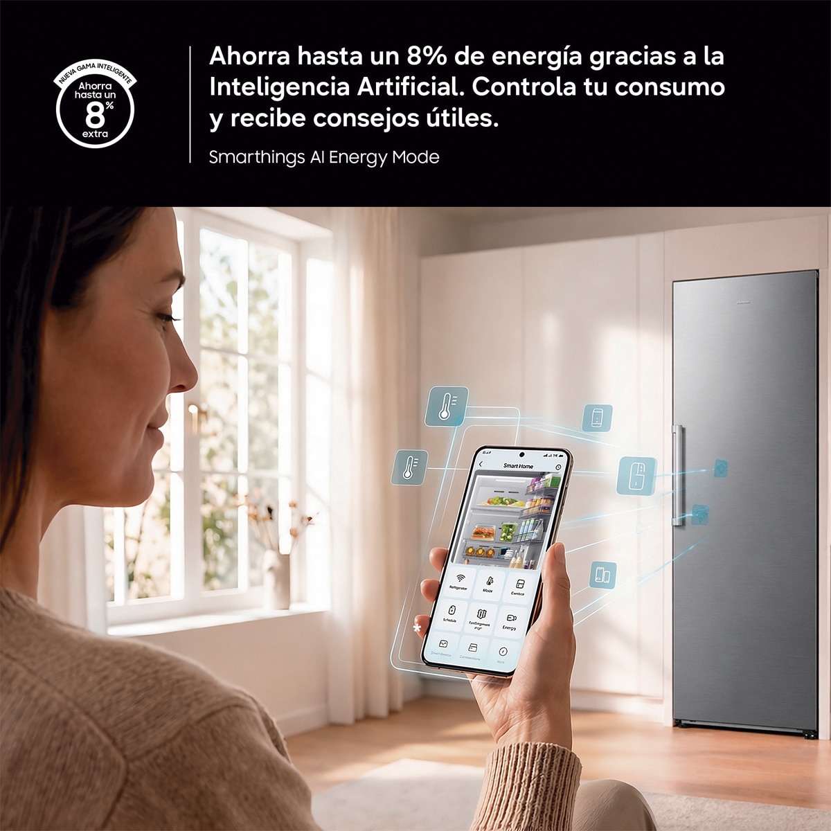 Congelador Vertical Samsung Bespoke AI 186cm 323L Clase D