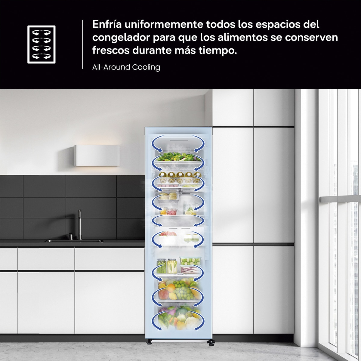 冷凍PS20 ADM60 SM30 Congelador Vertical Samsung Bespoke AI 186cm 323L Clase D