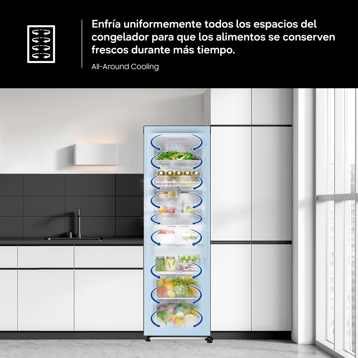 Congelador Vertical Samsung Bespoke AI 186cm 323L Clase E
