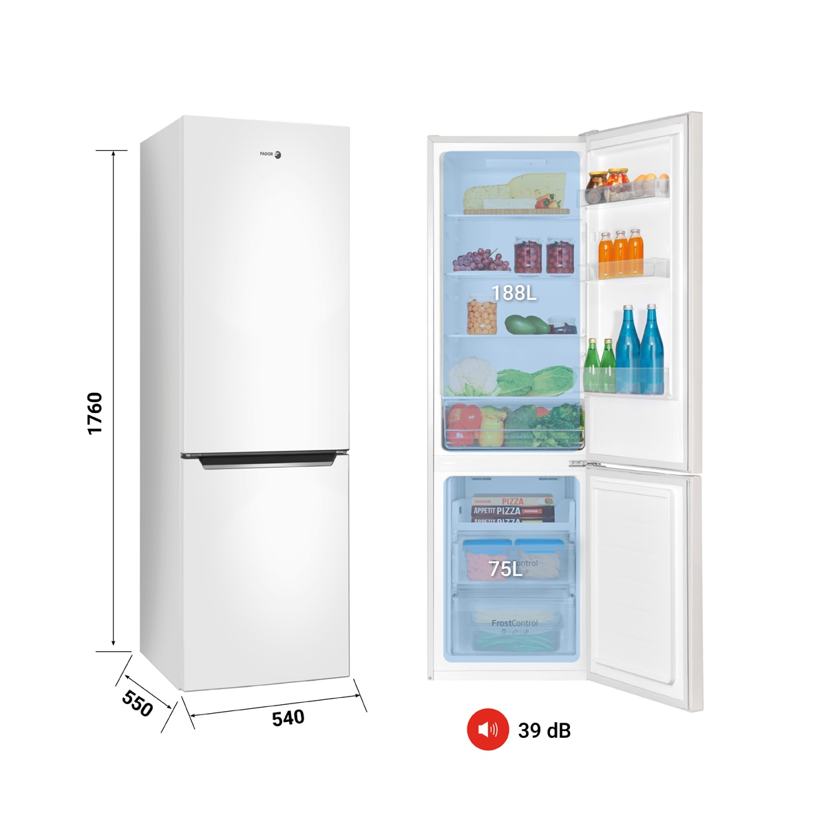 Frigorífico combi Fagor Classic Low Frost - 3FFK-5510 Blanco-2