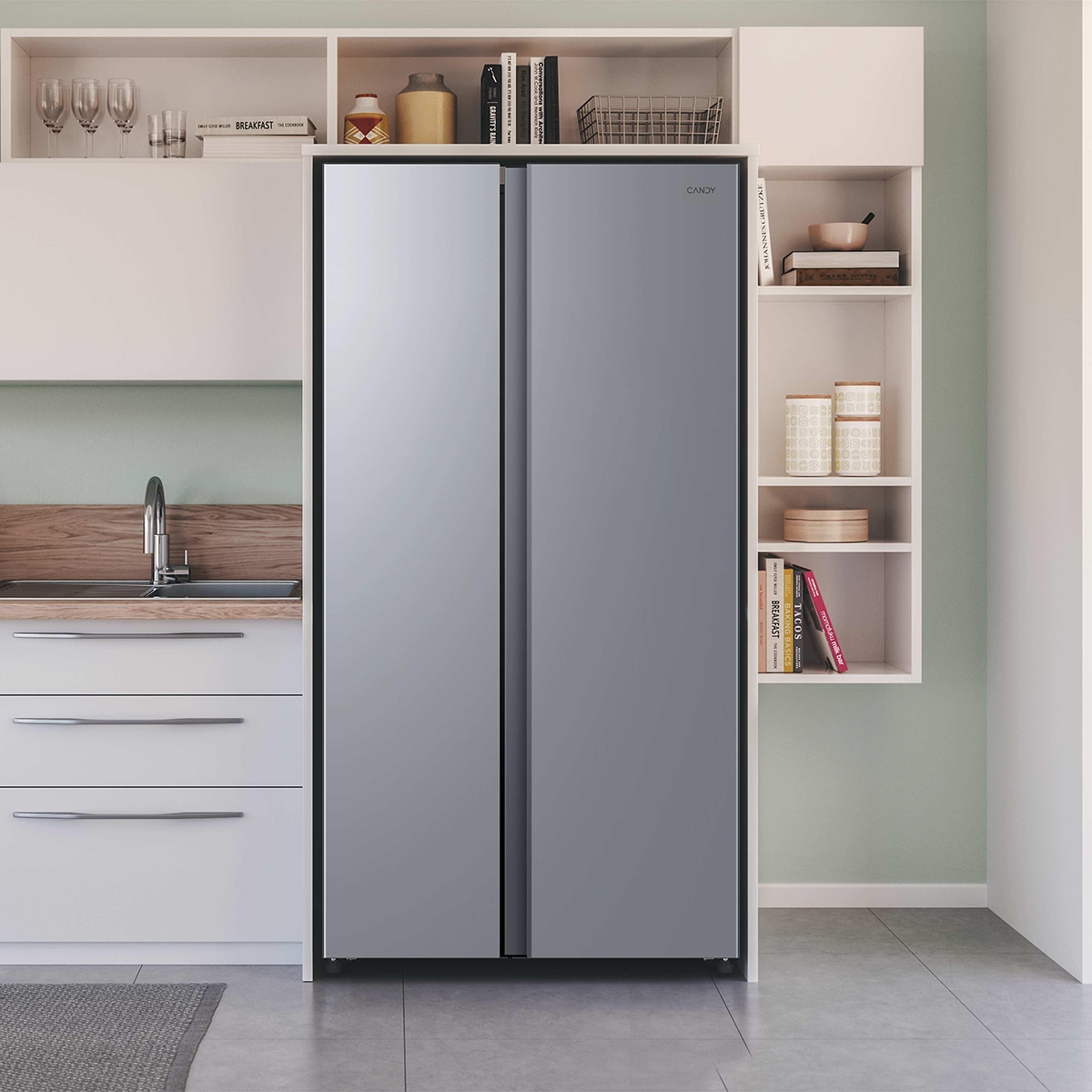 Frigorífico Americano Candy Total No Frost, Side by Side - CNSQ2T918EX Inox-5