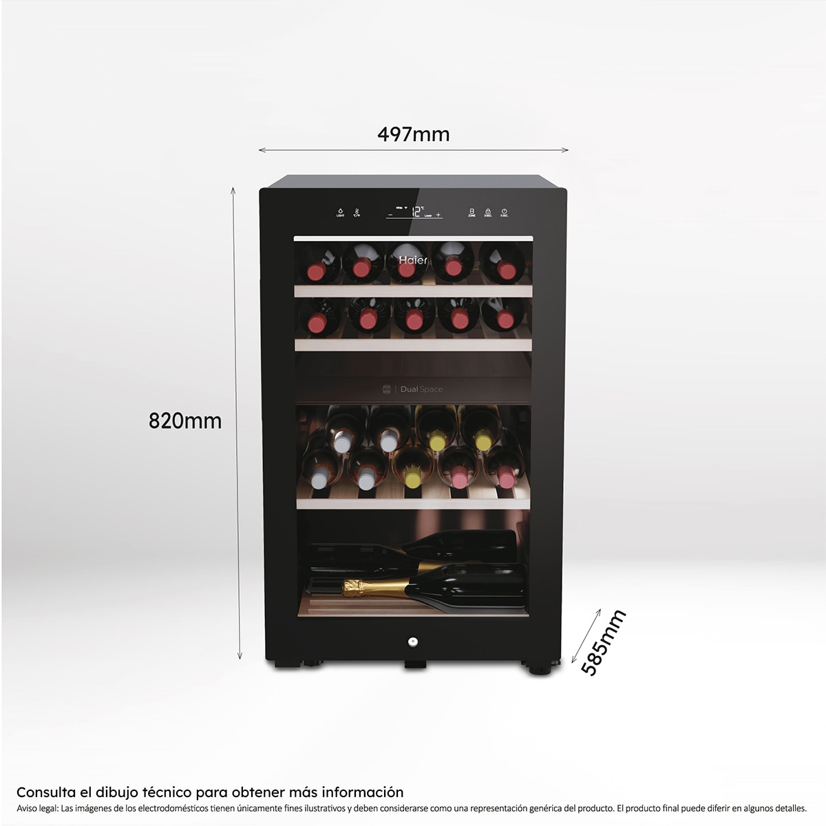 Vinoteca  Haier para 42 botellas Wine Bank 50 Series 7 - HWS42GDAU1 Negro-3