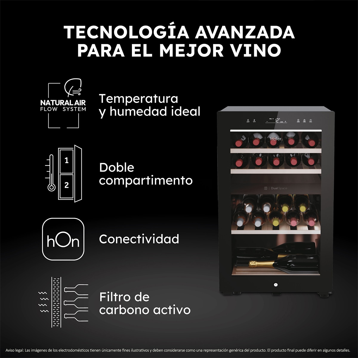 Vinoteca  Haier para 42 botellas Wine Bank 50 Series 7 - HWS42GDAU1 Negro-4