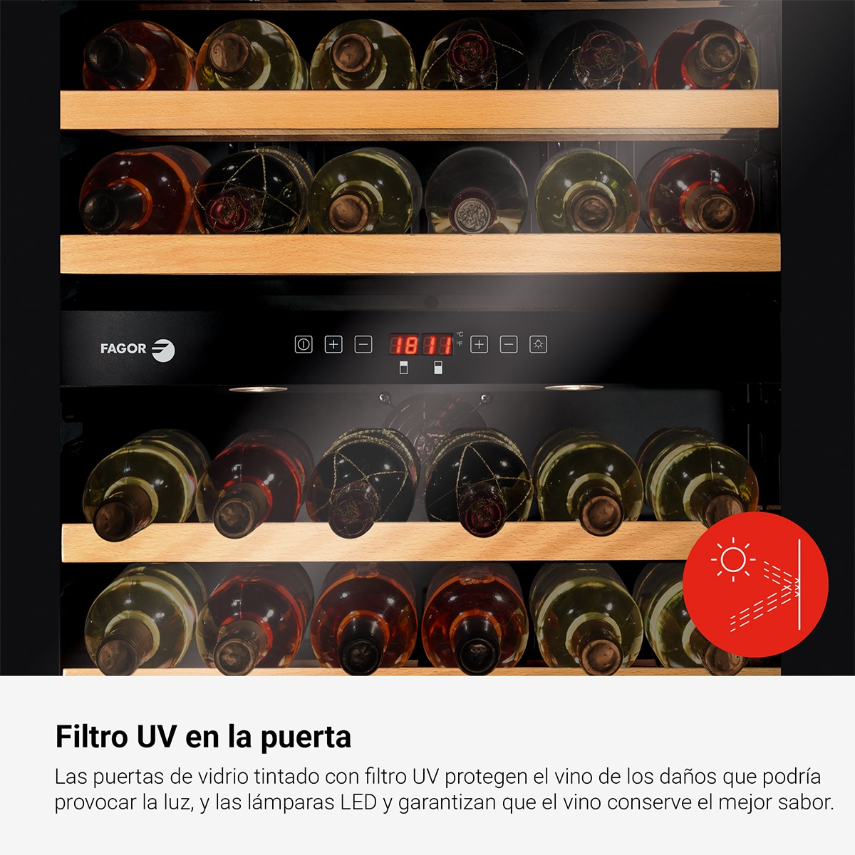 Garrafeira Encastrável Fagor 3WCI-8840N para 57 Garrafas Standard - Preto Preto-6