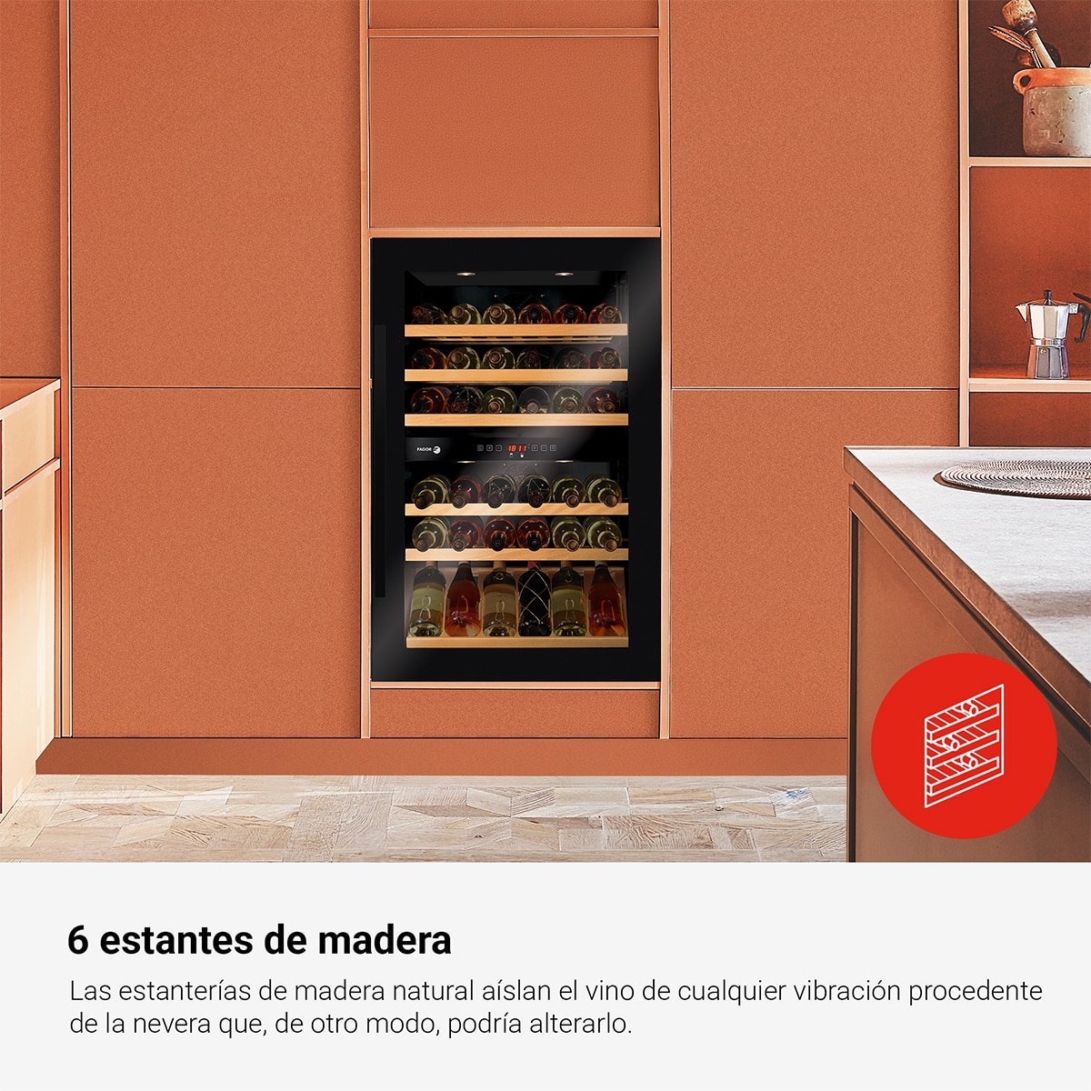 Garrafeira Encastrável Fagor 3WCI-8840N para 57 Garrafas Standard - Preto Preto-8
