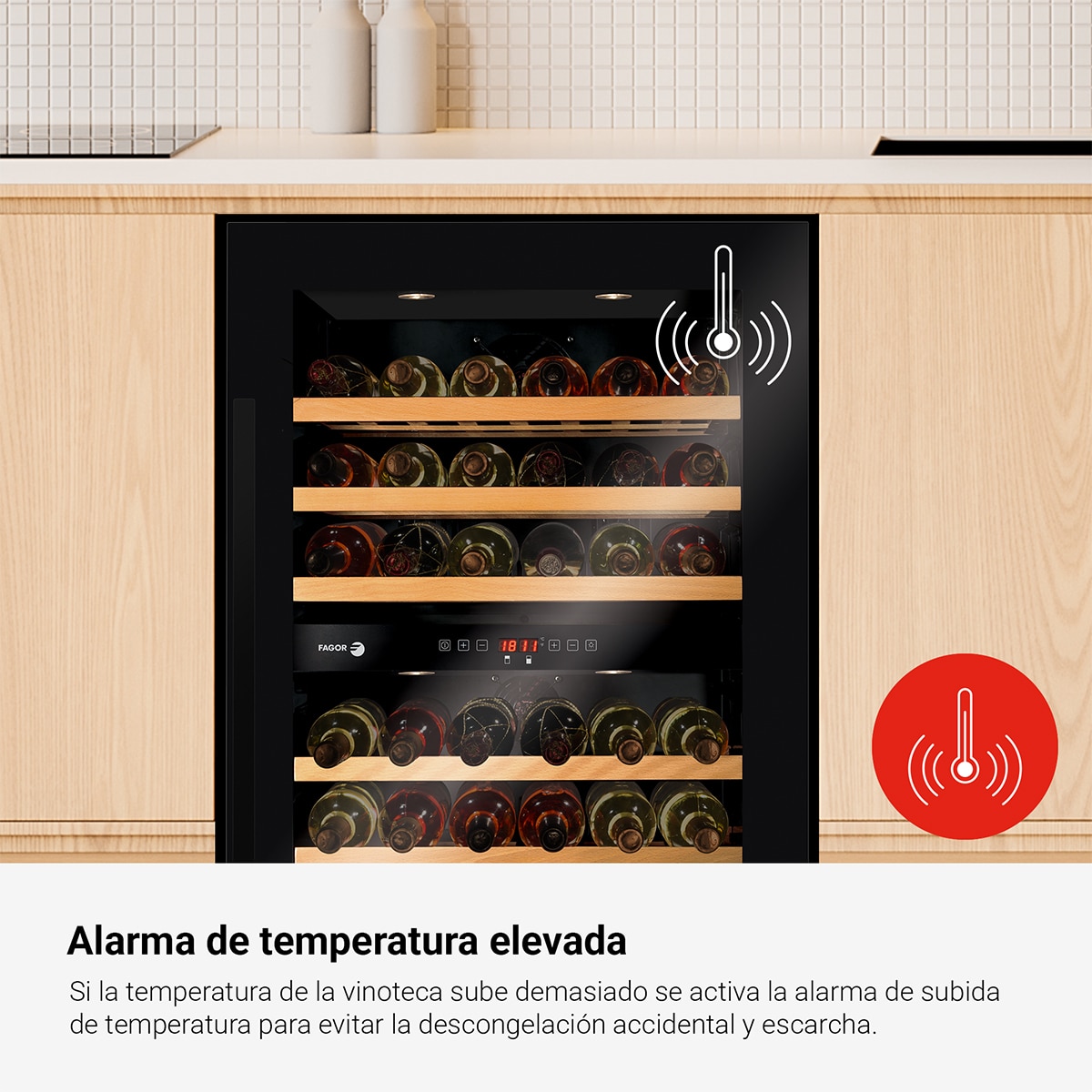 Garrafeira Encastrável Fagor 3WCI-8840N para 57 Garrafas Standard - Preto Preto-11