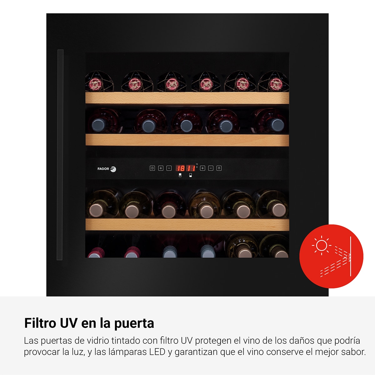 Garrafeira Encastrável Fagor 3WCI-6040N para 34 Garrafas Standard - Preto Preto-6