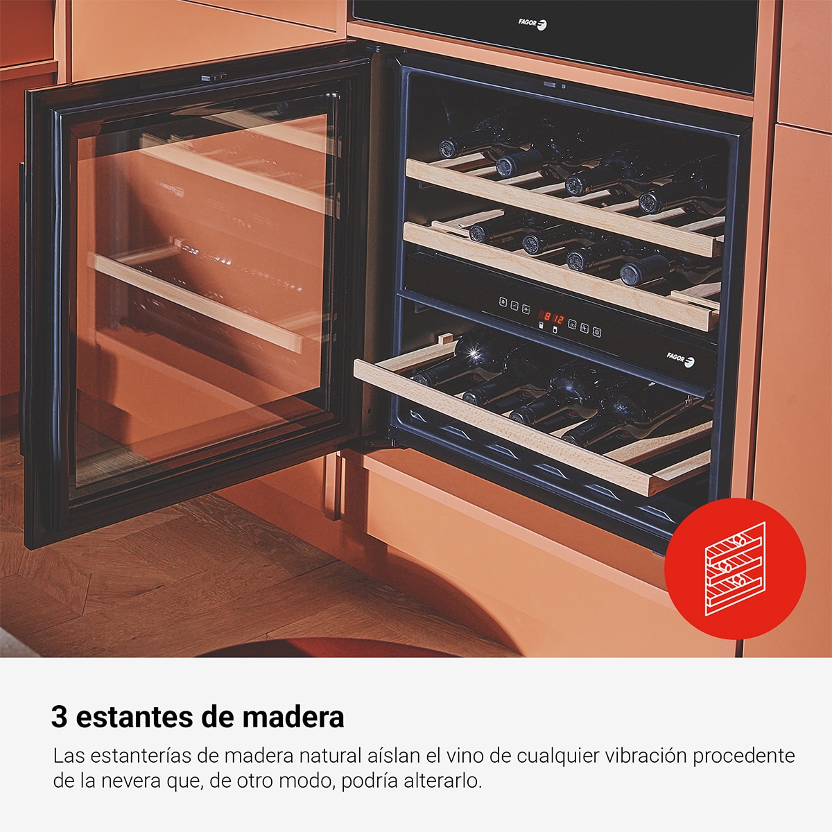 Garrafeira Encastrável Fagor 3WCI-6040N para 34 Garrafas Standard - Preto Preto-8