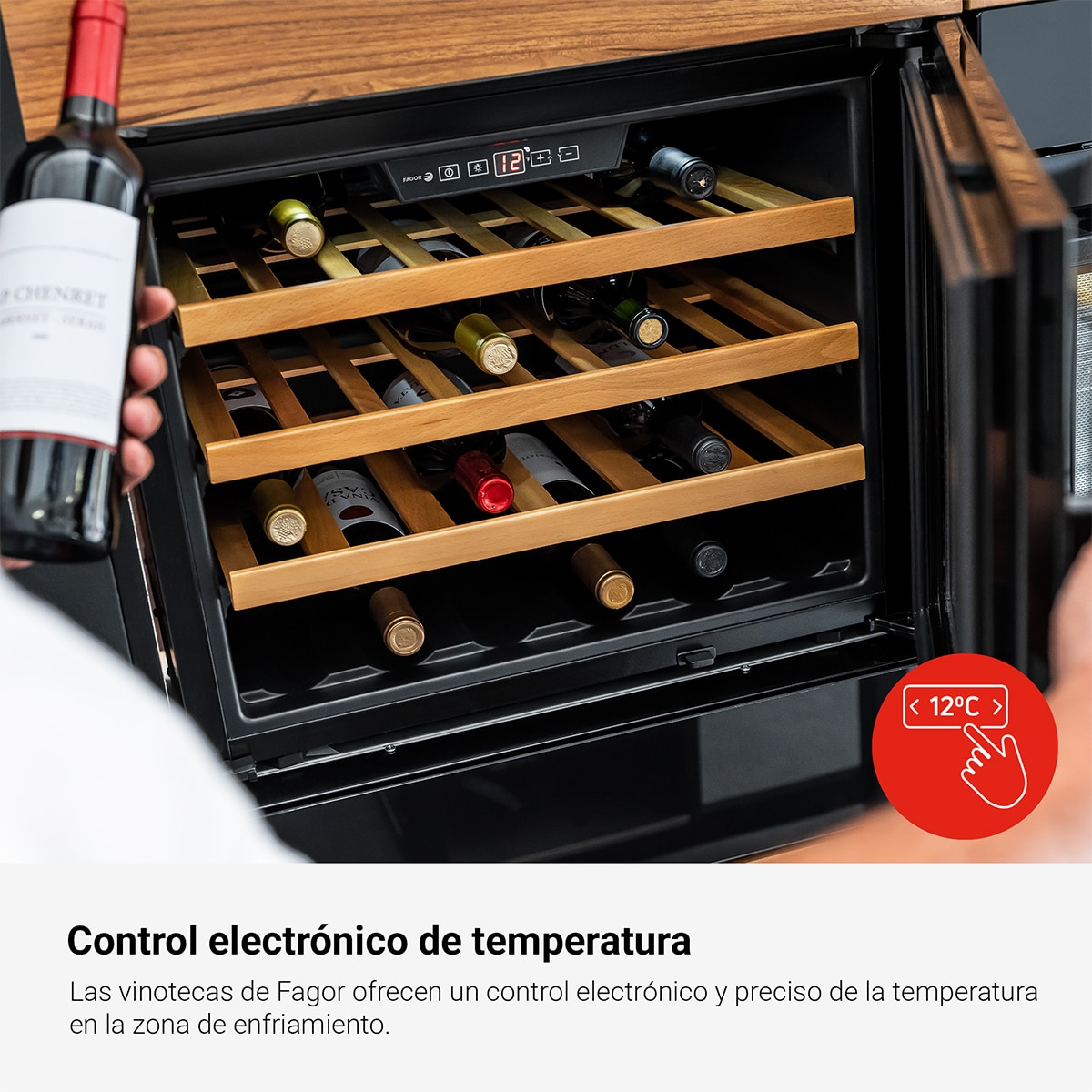 Garrafeira Encastrável Fagor 3WCI-4540N para 24 Garrafas Standard - Preto Preto-9