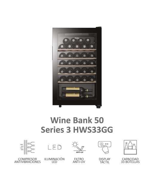 Vinoteca Haier para 33 botellas - Series 3 HWS33GG Negro-6