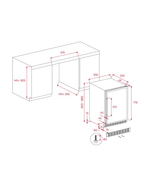 Garrafeira Encastrável Teka RVU 20046 de 82 cm e para 46 Garrafas Standard - Vidro Preto Vidro preto-14