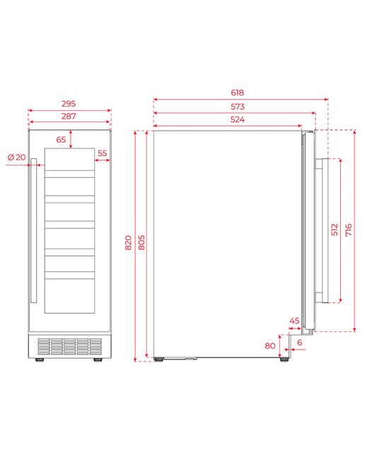 Vinoteca Teka con capacidad para 20 botellas - RVU 10020 - Cristal negro Cristal negro-4