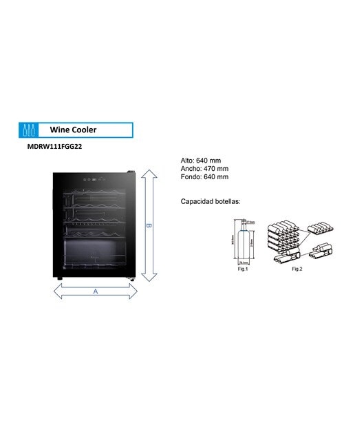 Garrafeira Midea MDRW111FGG22 e Capacidade de 24 Garrafas Standard - Preto Preto-2