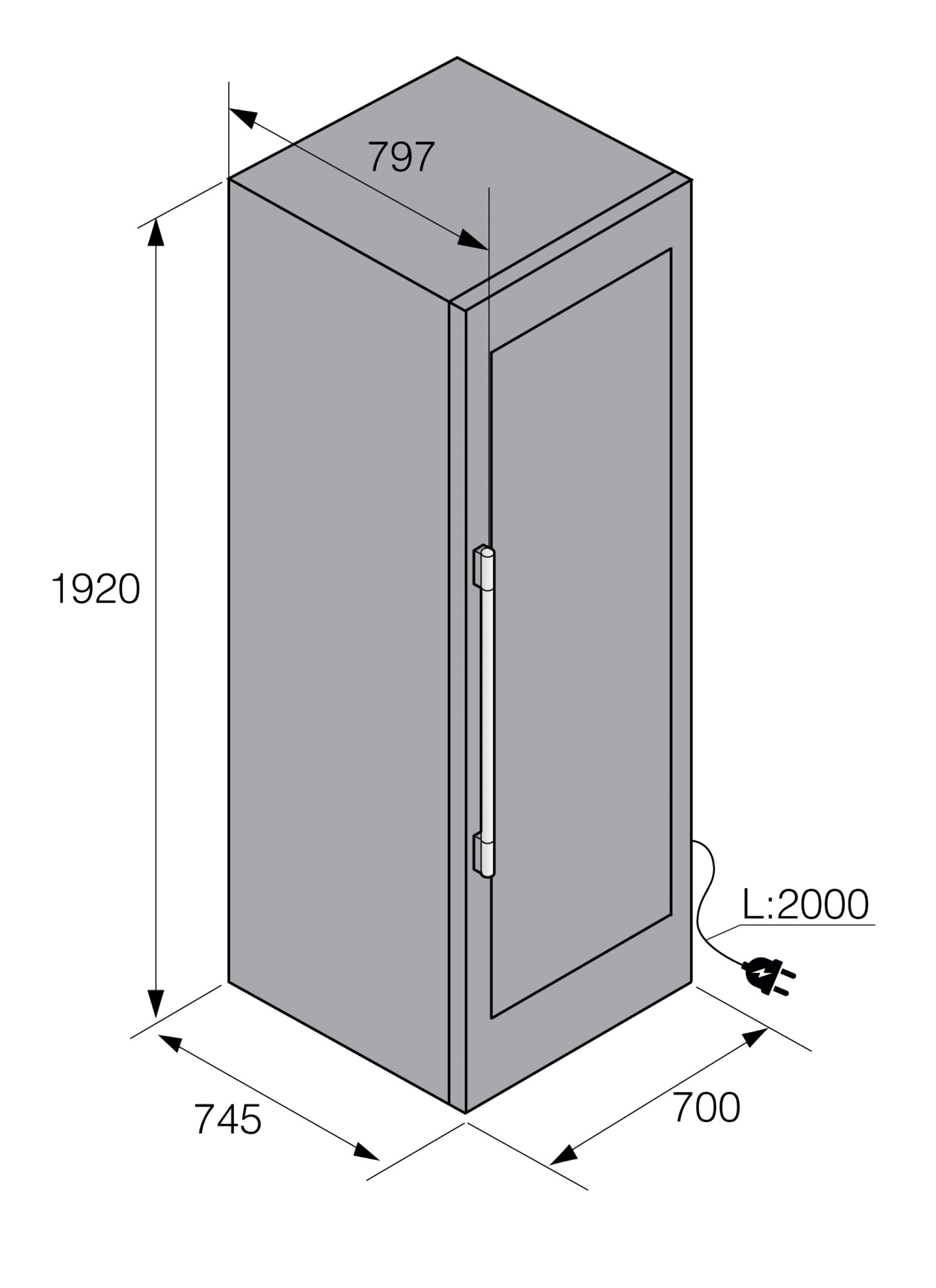 Garrafeira Asko WCN111942G para 261 Garrafas Standard - Preto Preto-2