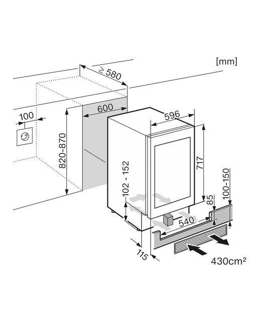 Garrafeira Miele KWT 6322 UG-1 FlexiFrame e Push2open e de 34 Garrafas Standard - Porta Vidro Preto-5