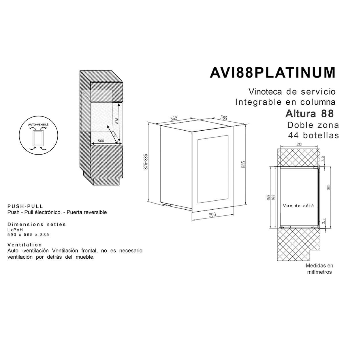 Vinoteca integrable Avintage para 44 botellas - AVI88PLATINUM Negro-9