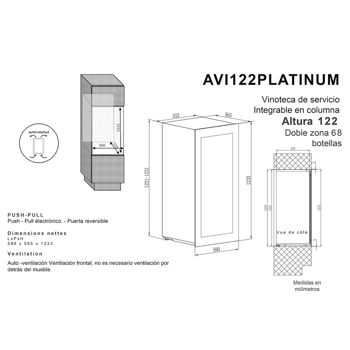Vinoteca integrable Avintage para 68 botellas - AVI122PLATINUM Negro-8