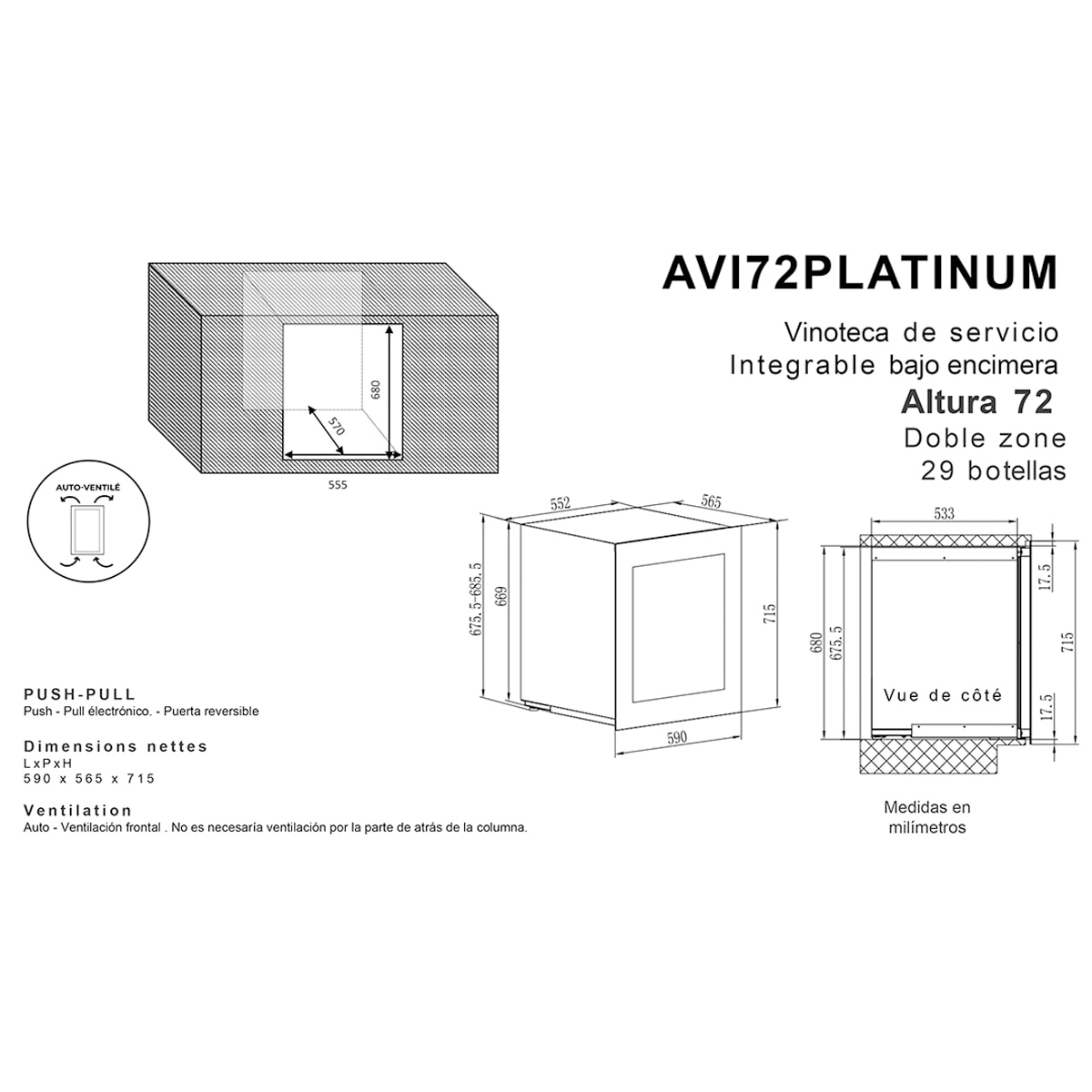 Vinoteca integrable Avintage para 29 botellas - AVI72PLATINUM Negro-8