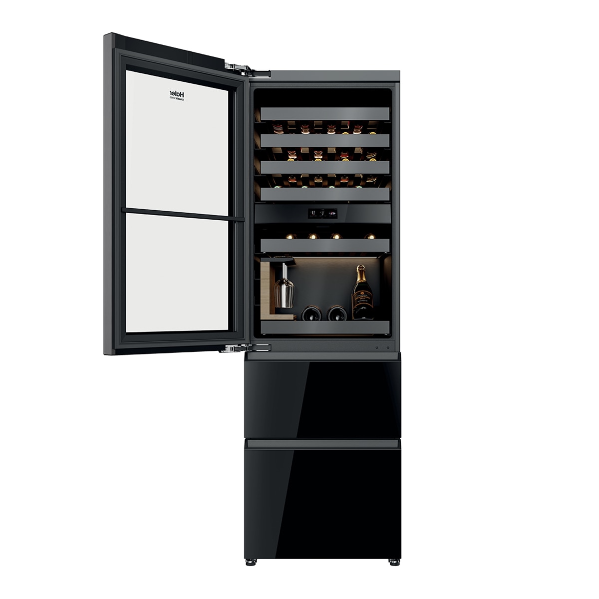 Vinoteca Haier con congelador Total No Frost Dual Cooling System, In-Vista - CSW9619ENGBW Negro-4