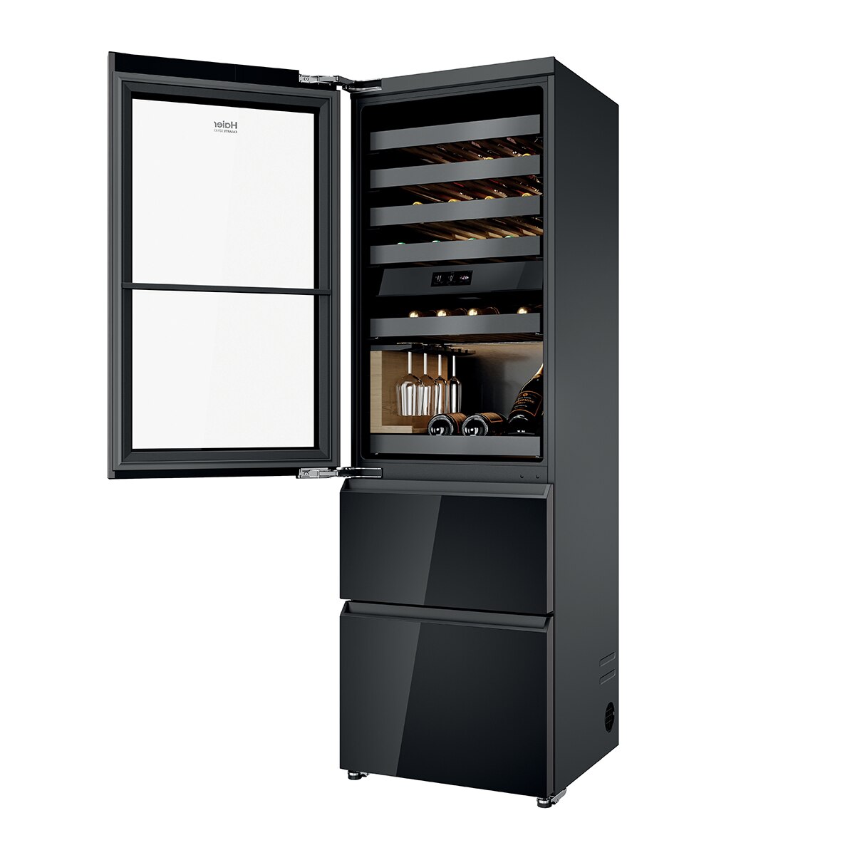 Vinoteca Haier con congelador Total No Frost Dual Cooling System, In-Vista - CSW9619ENGBW Negro-5