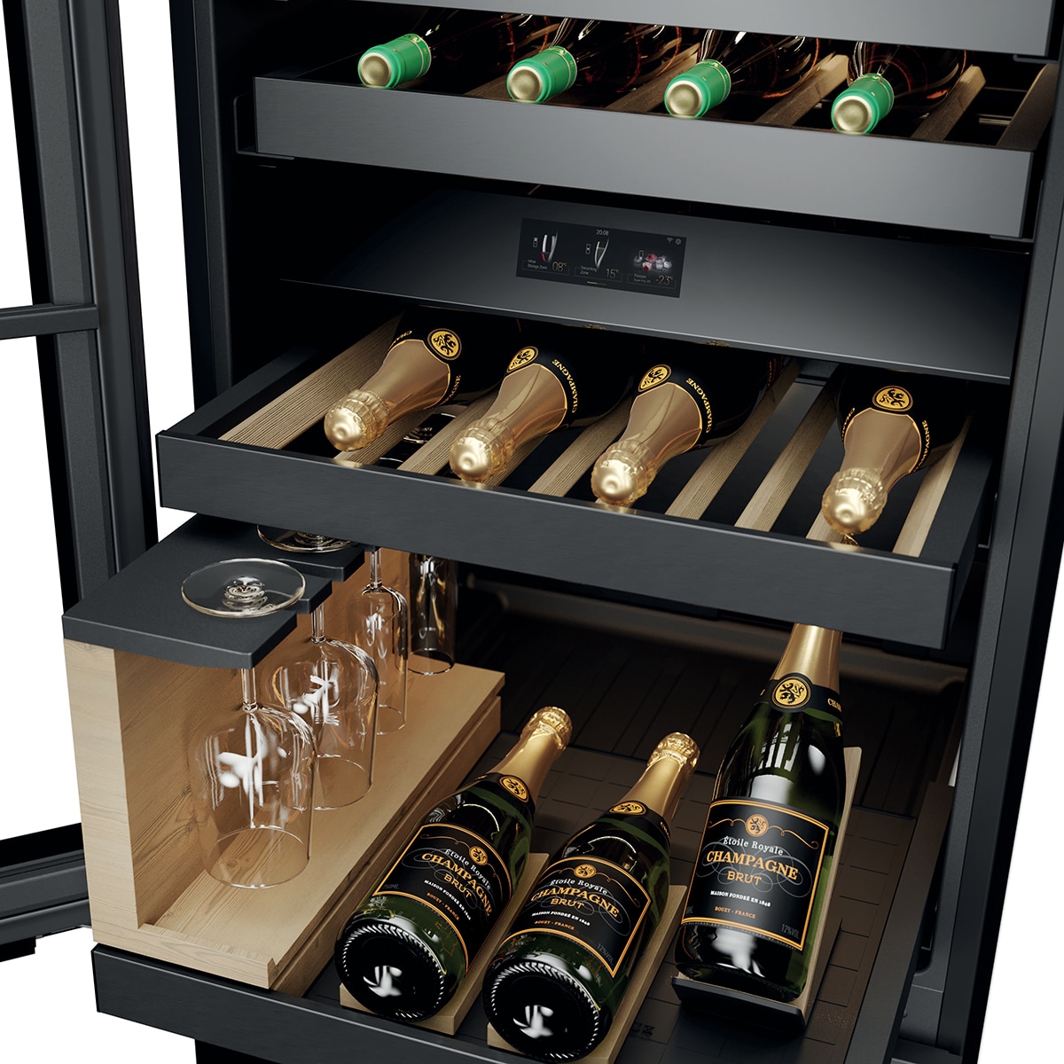 Vinoteca Haier con congelador Total No Frost Dual Cooling System, In-Vista - CSW9619ENGBW Negro-6
