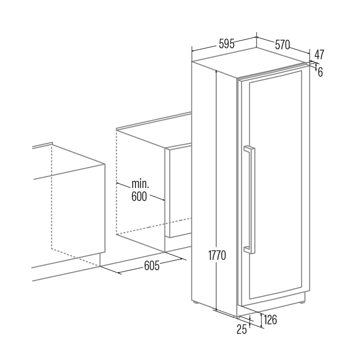 Vinoteca de Libre Instalación Cata & Can Roca No Frost con capacidad para 124 Botellas VI-59177 FS BK Negro-2