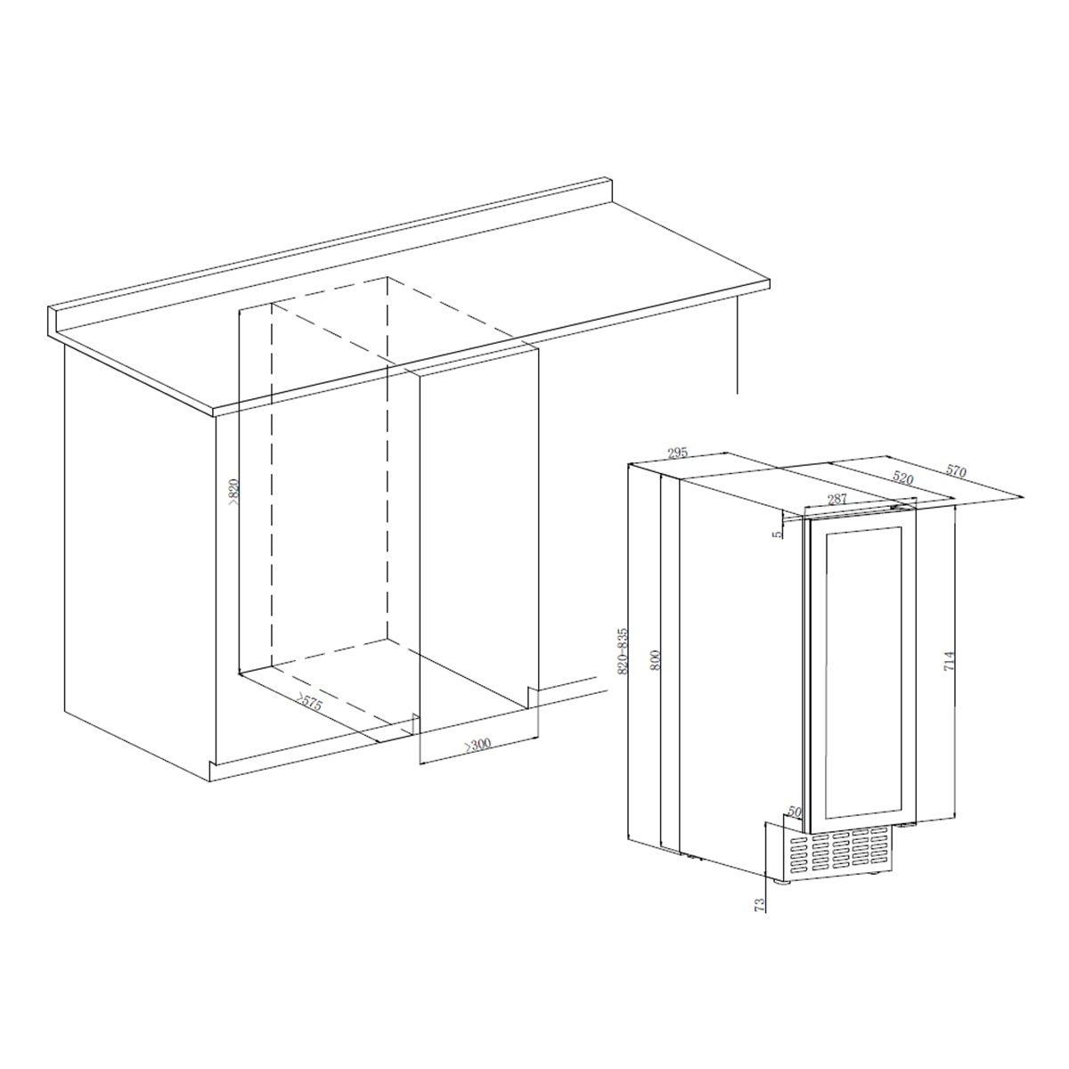 Vinoteca integrable La Sommeliere para 20 botellas Encastrable 1 Zona Temperatura - Lsbu20S2 - Negro Negro-2