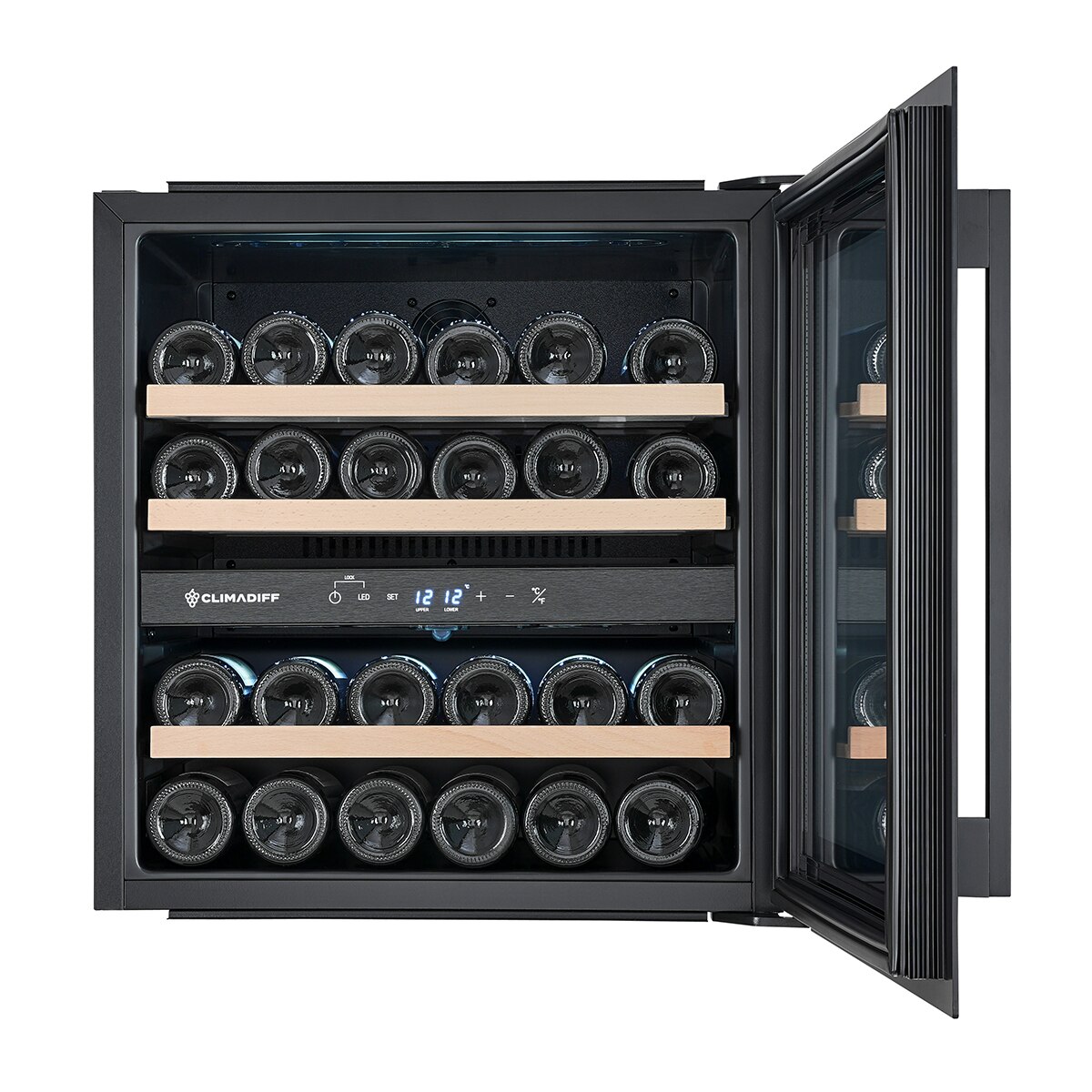 Vinoteca integrable Climadiff para 36 botellas Integrable 2 Zonas Temperatura Mate -Cbi36D2B - Negro mate Negro mate-4