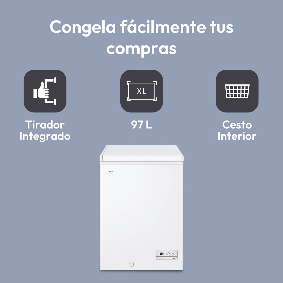 Congelador horizontal Candy tecnología estática - CHAE 1002E Blanco-4