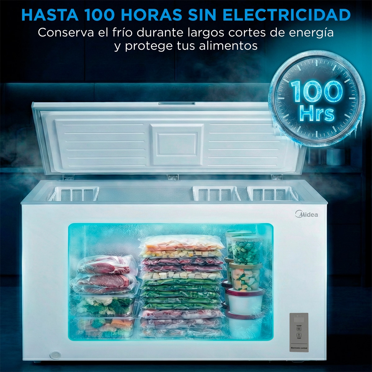 Congelador horizontal Midea, Inverter y tirador integrado - MDRC564FZE01 Blanco-9