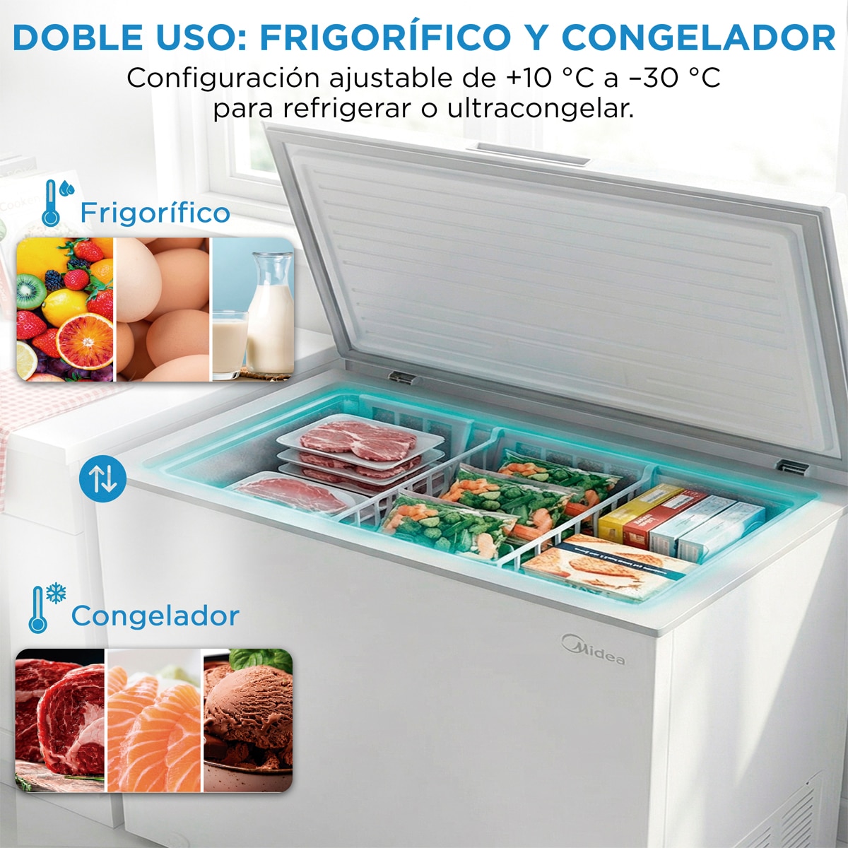 Arca Congeladora Horizontal Midea MDRC411FZE01 Inverter e Puxador Integrado de 293 Litros - Branco Branco-9