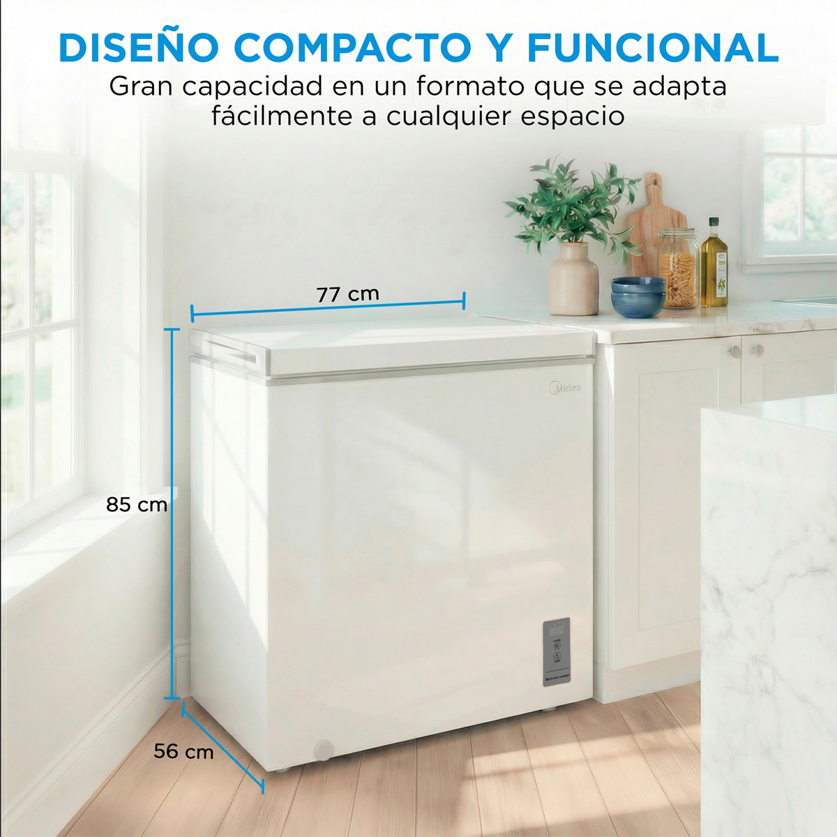 Congelador horizontal Midea, Inverter y tirador integrado - MDRC284FZE01 Blanco-5