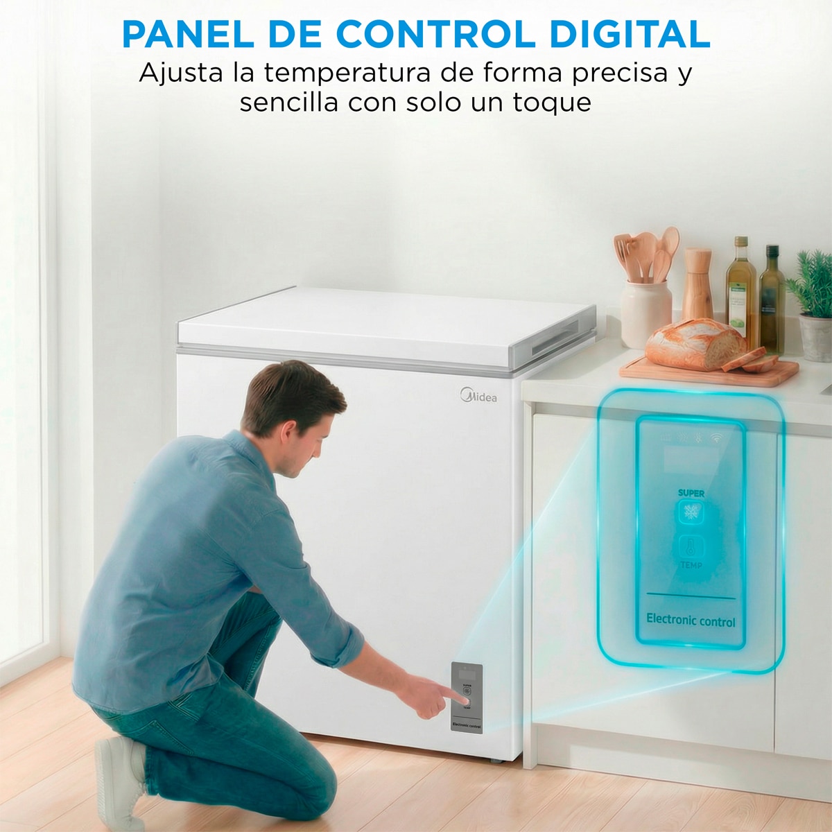 Congelador horizontal Midea, Inverter y tirador integrado - MDRC284FZE01 Blanco-8