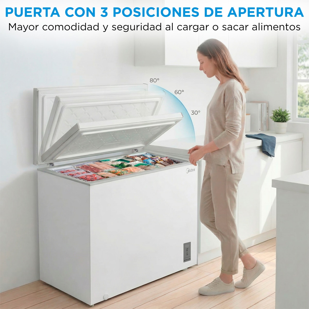 Congelador horizontal Midea, Inverter y tirador integrado - MDRC284FZE01 Blanco-10