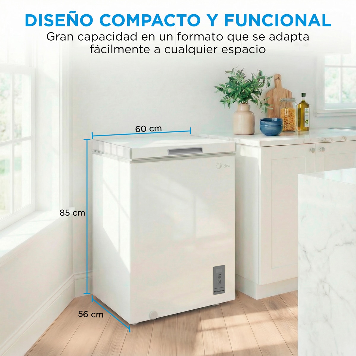 Congelador horizontal Midea, Inverter y tirador integrado - MDRC211FZE01 Blanco-4