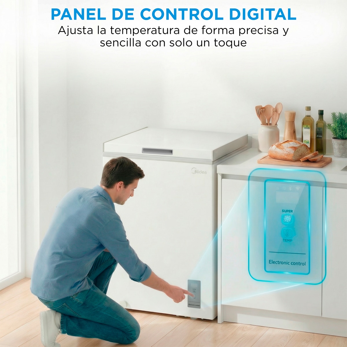 Congelador horizontal Midea, Inverter y tirador integrado - MDRC211FZE01 Blanco-7