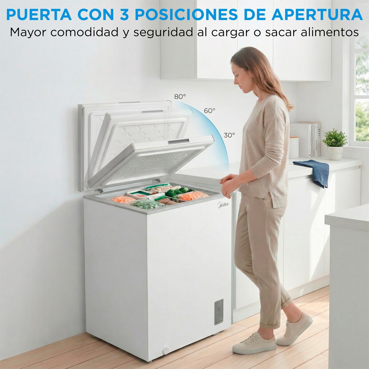 Congelador horizontal Midea, Inverter y tirador integrado - MDRC211FZE01 Blanco-10