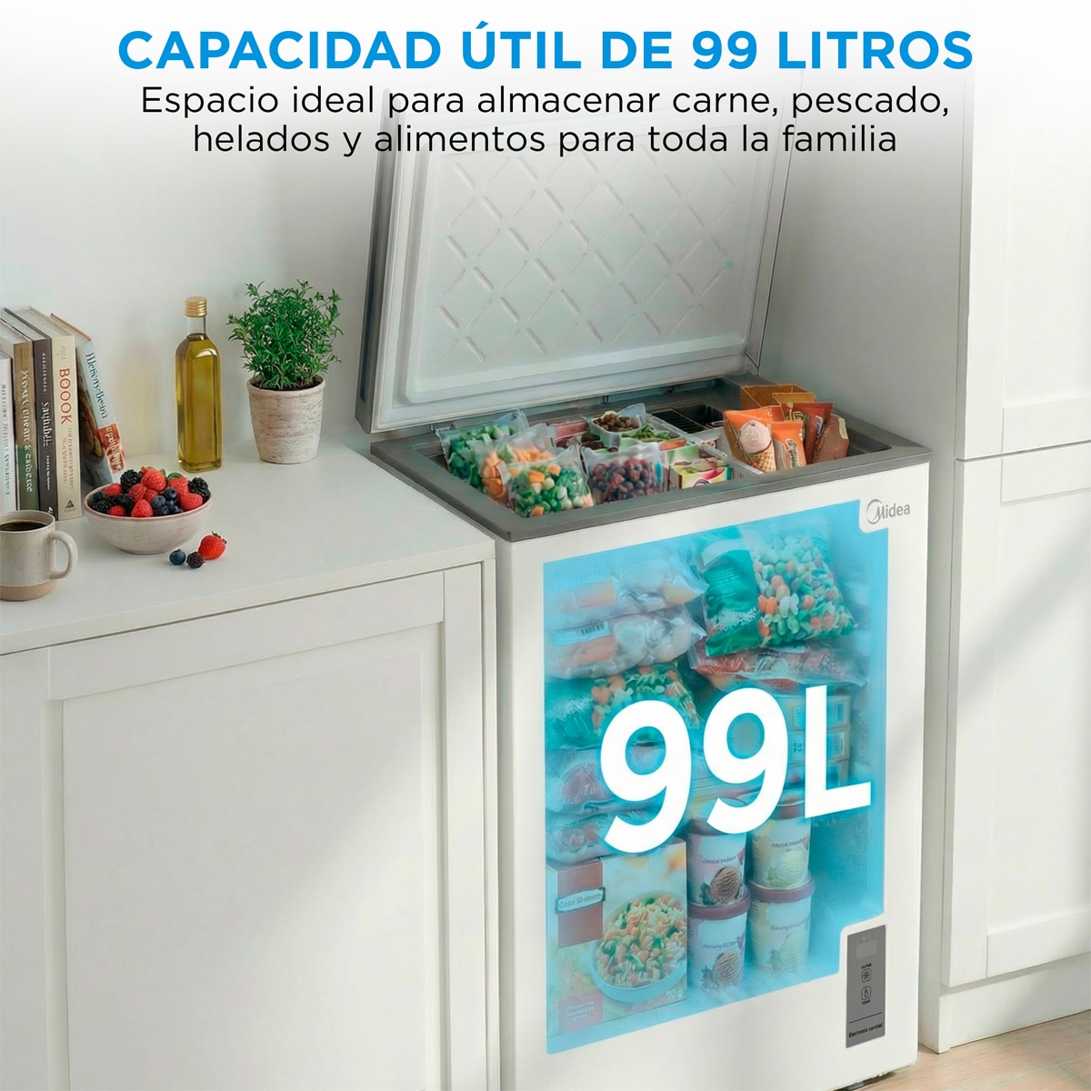 Congelador horizontal Midea, Inverter y tirador integrado  - MDRC154FZE01 Blanco-6