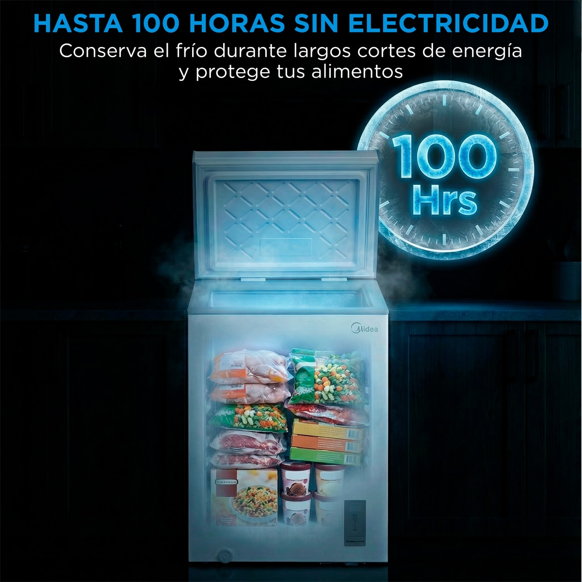 Congelador horizontal Midea, Inverter y tirador integrado  - MDRC154FZE01 Blanco-9