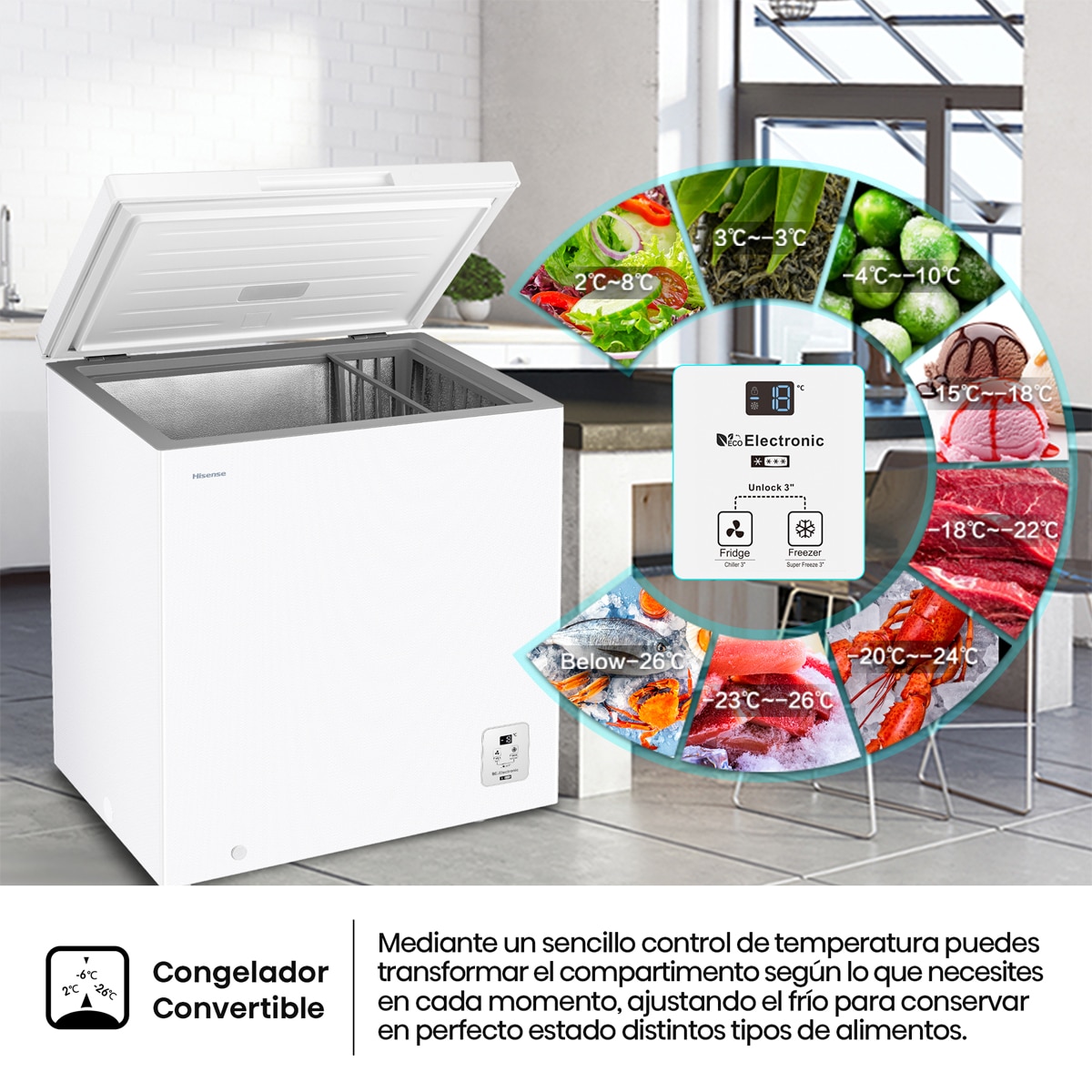 Congelador Horizontal Hisense Cycle Defrost - FT200N1AWDL Blanco-6