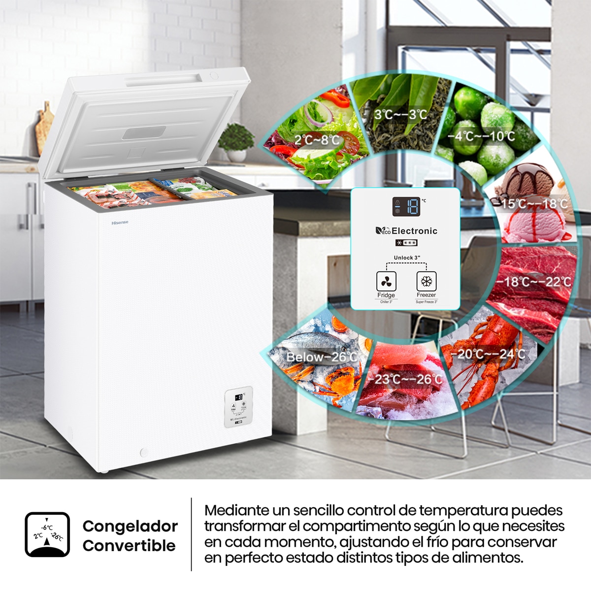 Congelador Horizontal Hisense Cycle Defrost - FT100N1AWDL Blanco-6