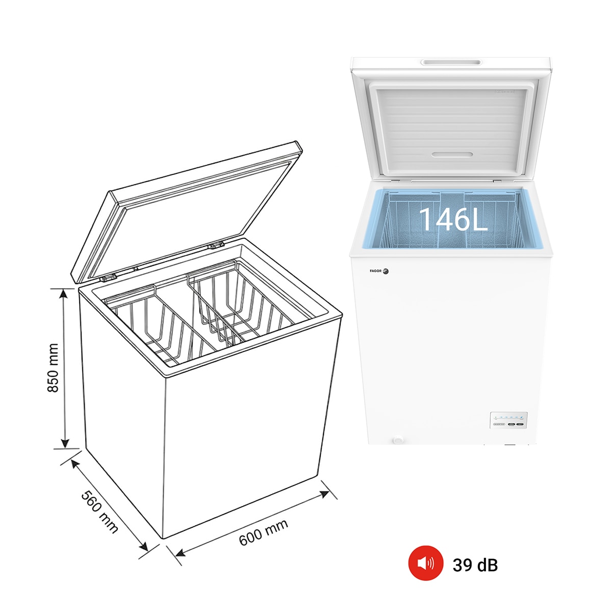 Arca Congeladora Vertical Fagor 3CFH-146 Classic, Compressor Inverter - Branco Branco-2