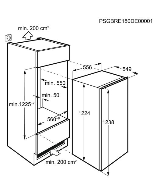 Arca Congeladora Vertical Encastrável AEG Serie 7000 TAB7N12EF No Frost e de 122 cm - Branco 2