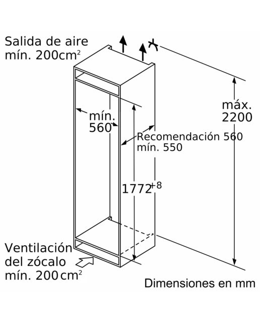 Congelador integrable vertical Bosch Total No Frost - GIN81ACE0 Blanco-5