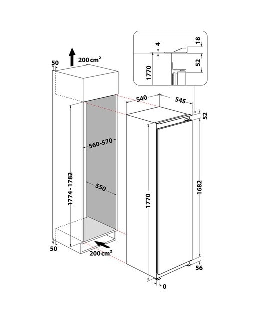 Congelador integrable vertical Whirlpool - AFB 18402 2