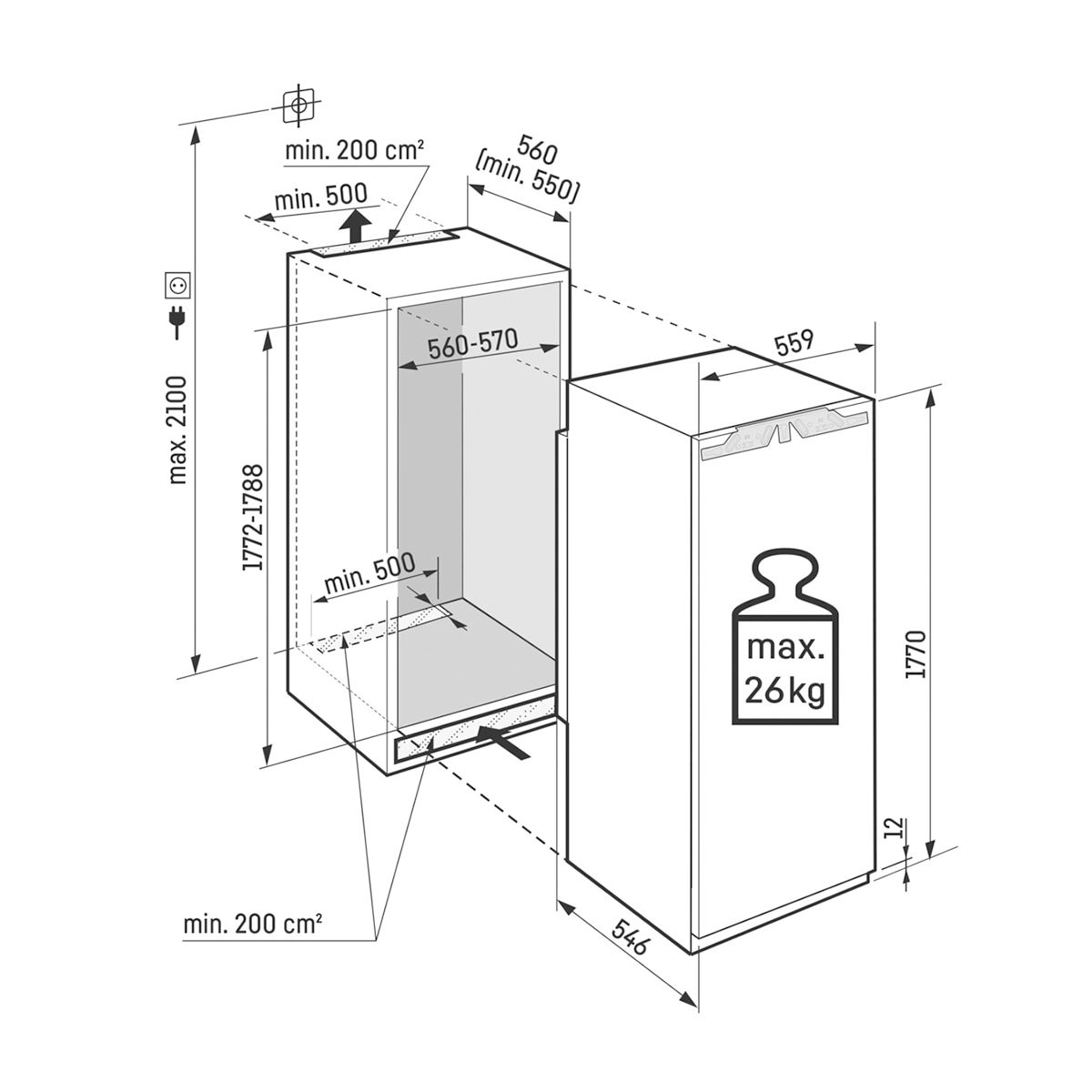 Arca Congeladora Vertical Encastrável Liebherr SIFNe 5128 NoFrost de 178,8 cm - Branco 2