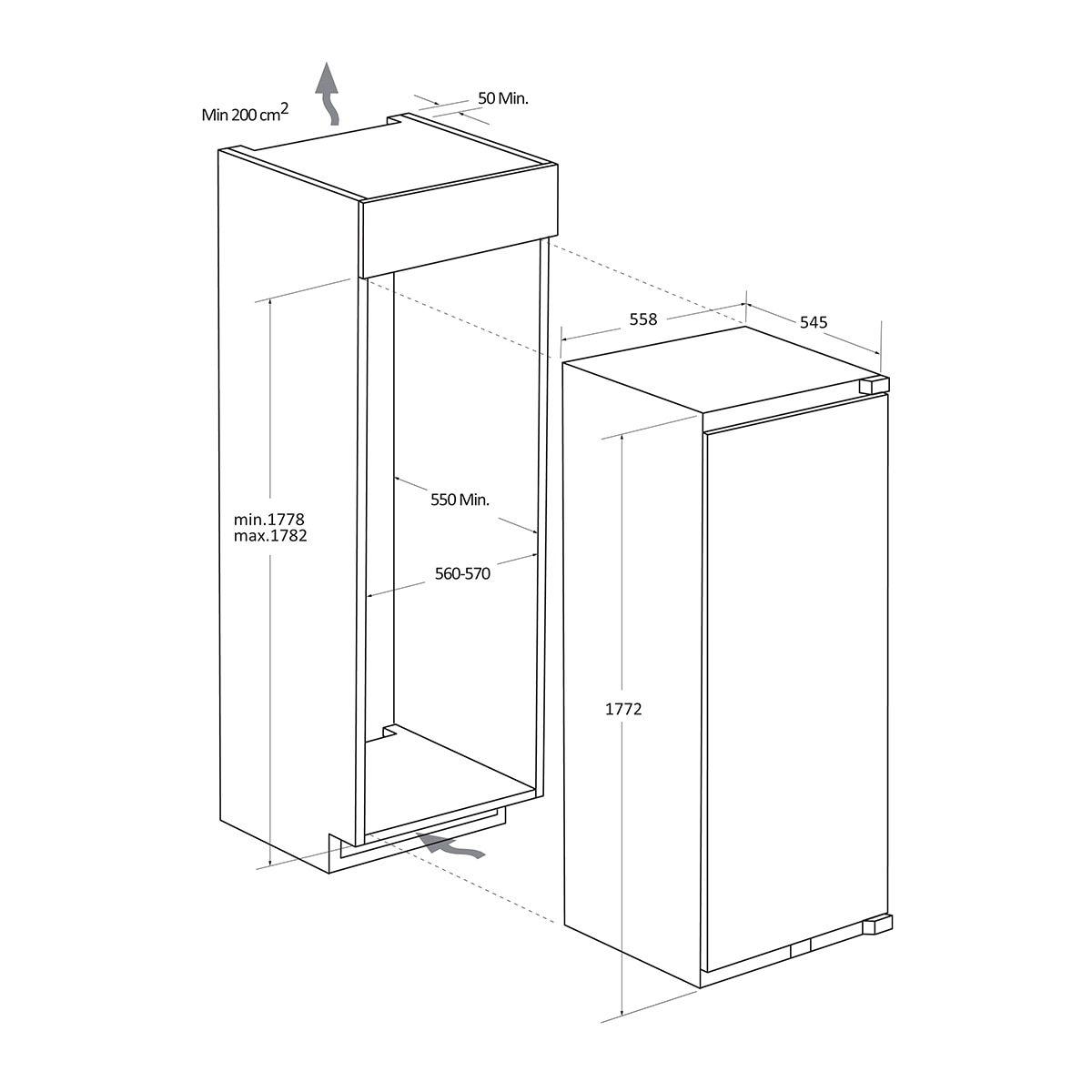 Congelador vertical integrable Haier, Compresor INVERTER Y Total No Frost Duo Cooling - HUT7518EWF - Blanco Blanco-2