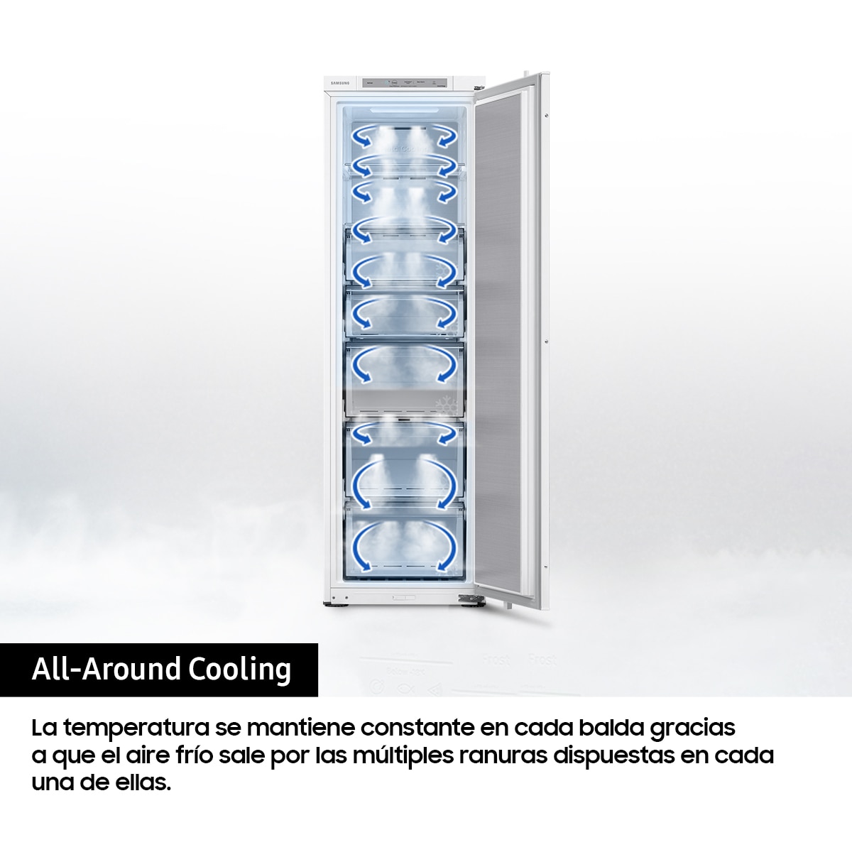 Arca Congeladora Vertical Encastrável Samsung BRZ22700EWW/EF com IA, All Around Cooling, de  177,5cm e 218L - Branco Branco-8